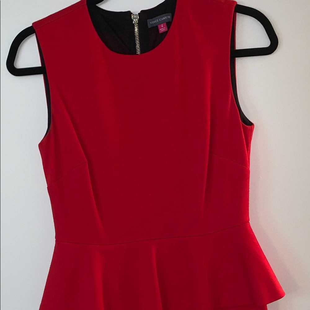 Vince Camuto Red Peplum 👗 Dress Size 4